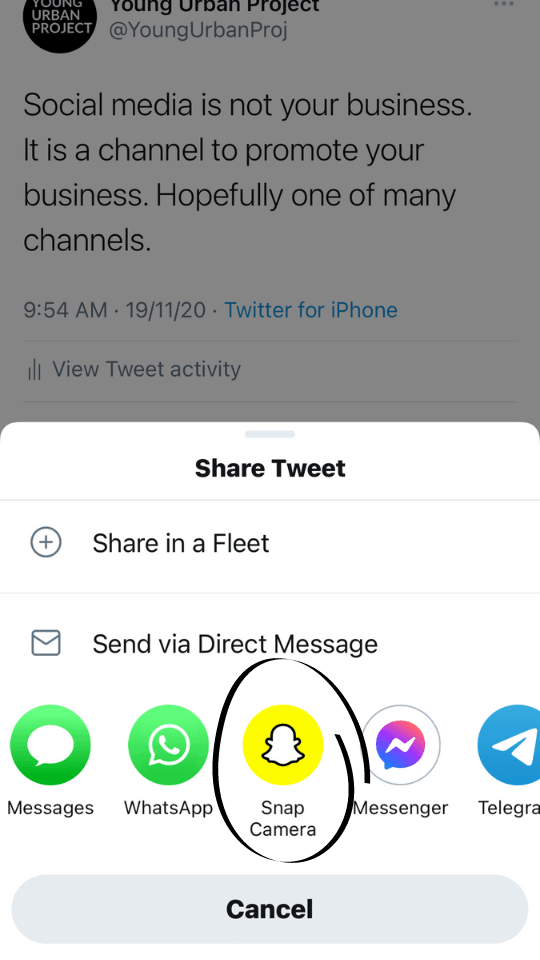Share Tweets directly to Snapchat Snaps - Twitter Snapchat Integration 2