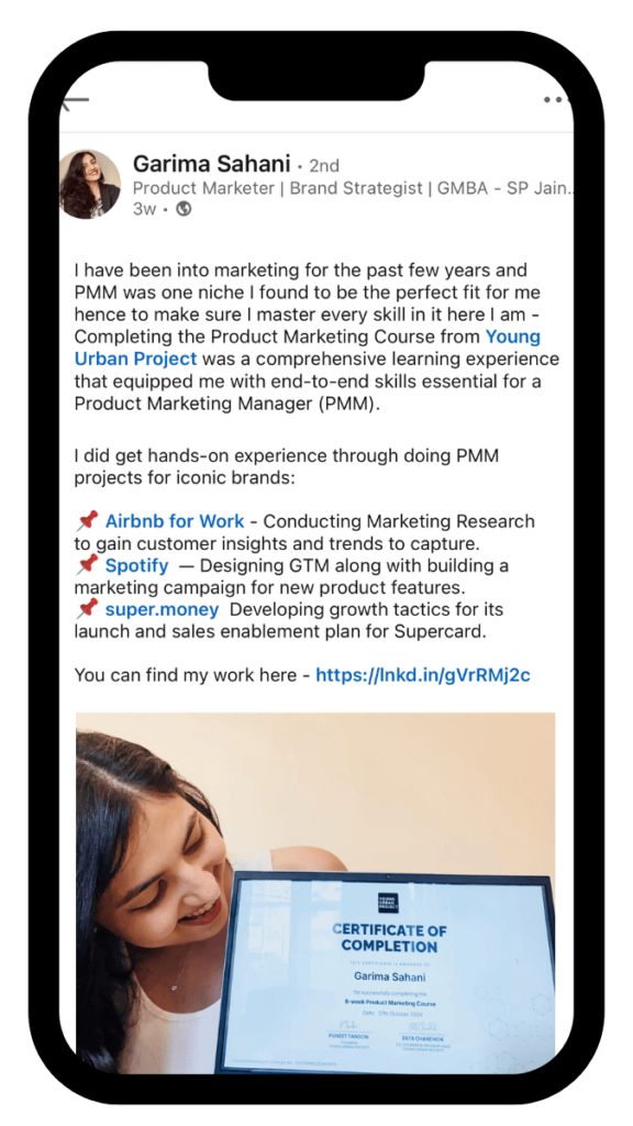 product marketing course review - young urban project - garima